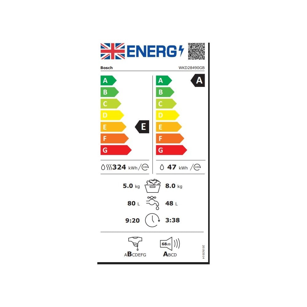 Bosch WKD28490 Built In Washer Dryer : 8kg Wash / 5kg Dry : Series 6 :