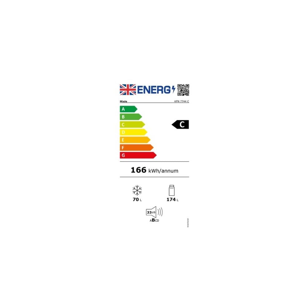 Miele KFN7744C Built In Fridge Freezer : H 1778cm :