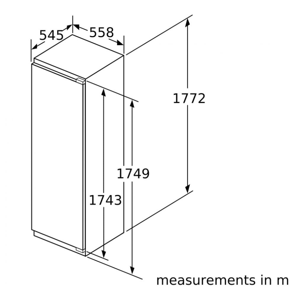Bosch GIN81VEE0G 55.8cm Built In Total No Frost Freezer. ( H 177.2cm) Series 4: Fixed Hinge
