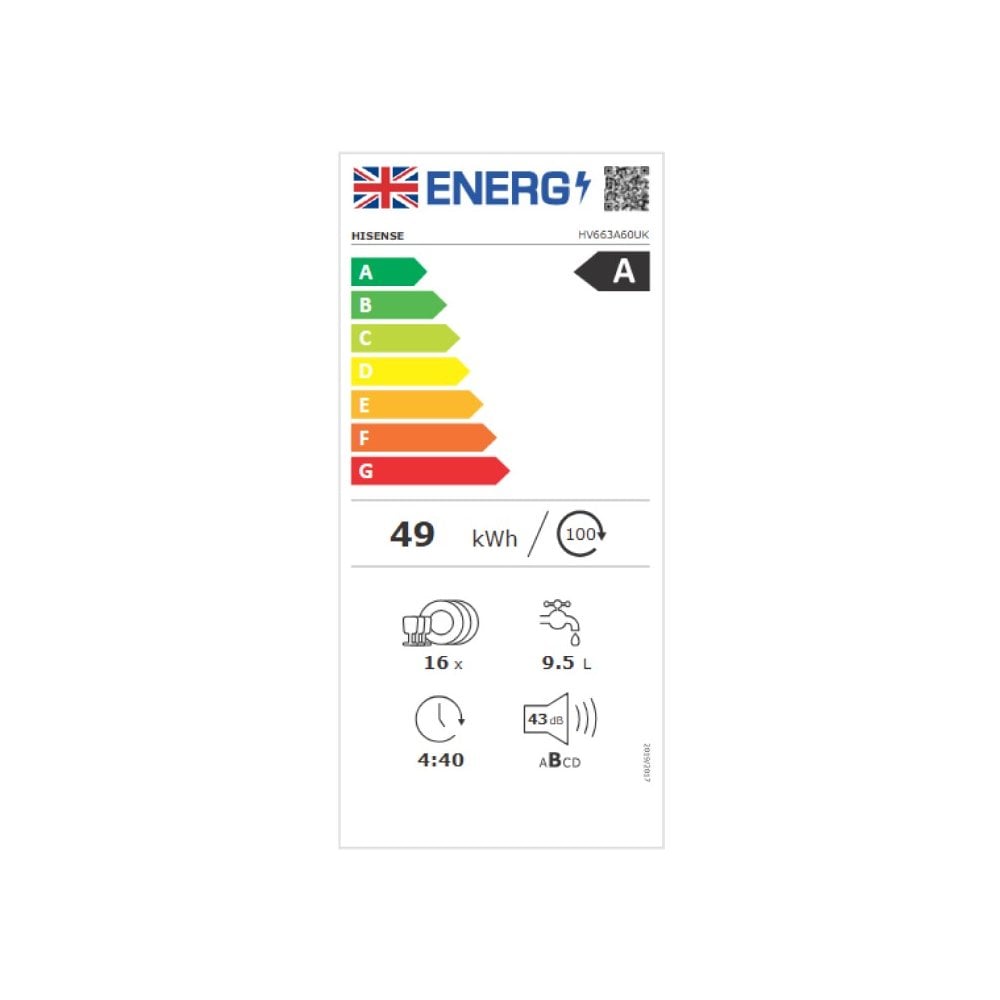 Hisense HV663A60UK  Fully Integrated Dishwasher - 16 Place Settings