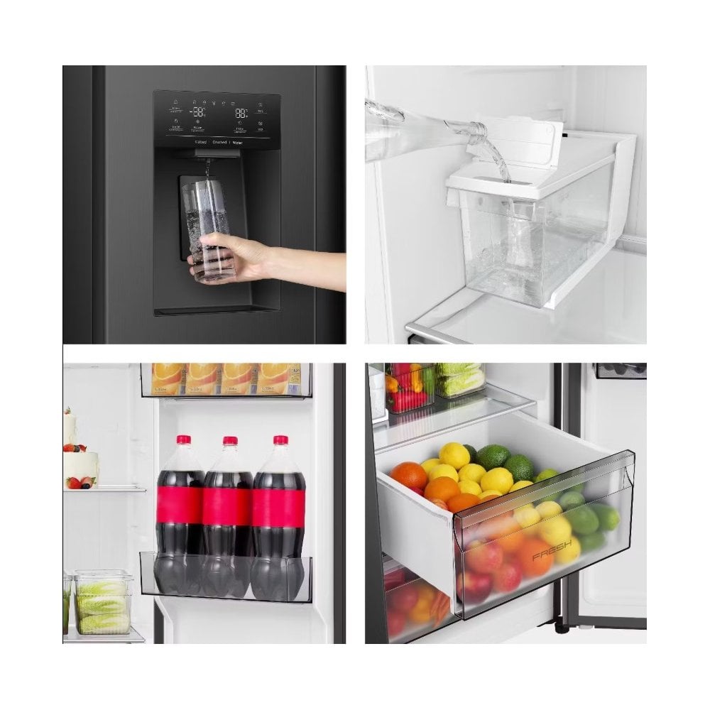 Hisense RS5P528STBE American Fridge Freezer :Frost Free :  Non Plumbed :Black:  H 178.6cm : Due 23rd SEPTEMBER