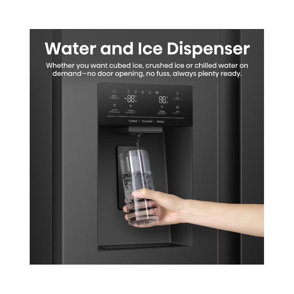 Hisense RS5P528STBE American Fridge Freezer :Frost Free :  Non Plumbed :Black:  H 178.6cm : Due 23rd SEPTEMBER