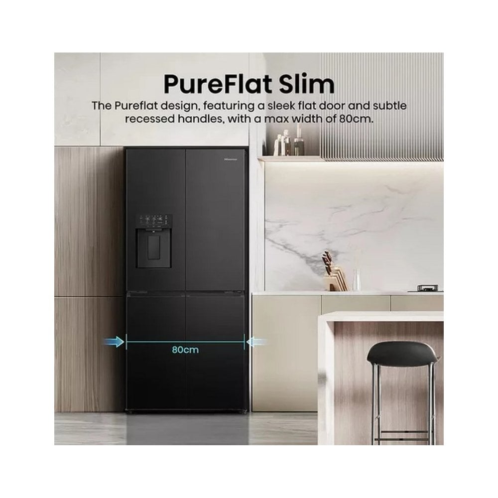 Hisense RQ5P470SYFD  American Fridge Freezer : Frost Free :  Black : H 178.5cm. W 79.4cm : Non Plumbed