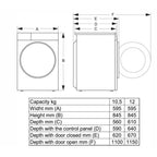 Hisense WF3S1243BW3 : 12kg :1400 Spin : Steam Washing Machine