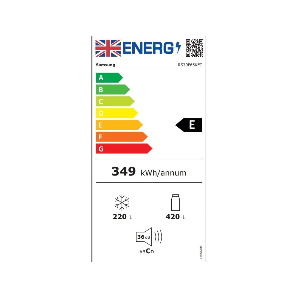 Samsung RS70F65KETEU 91.2cm 60/40 American Fridge Freezer - Silver
