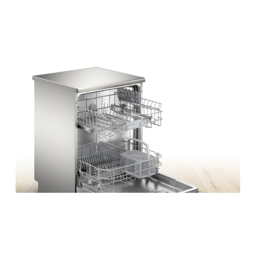 Bosch SMS26AI08G Freestanding Dishwasher :  Series 2 : Silver : Stainless Steel & Polinox : Brushed Steel