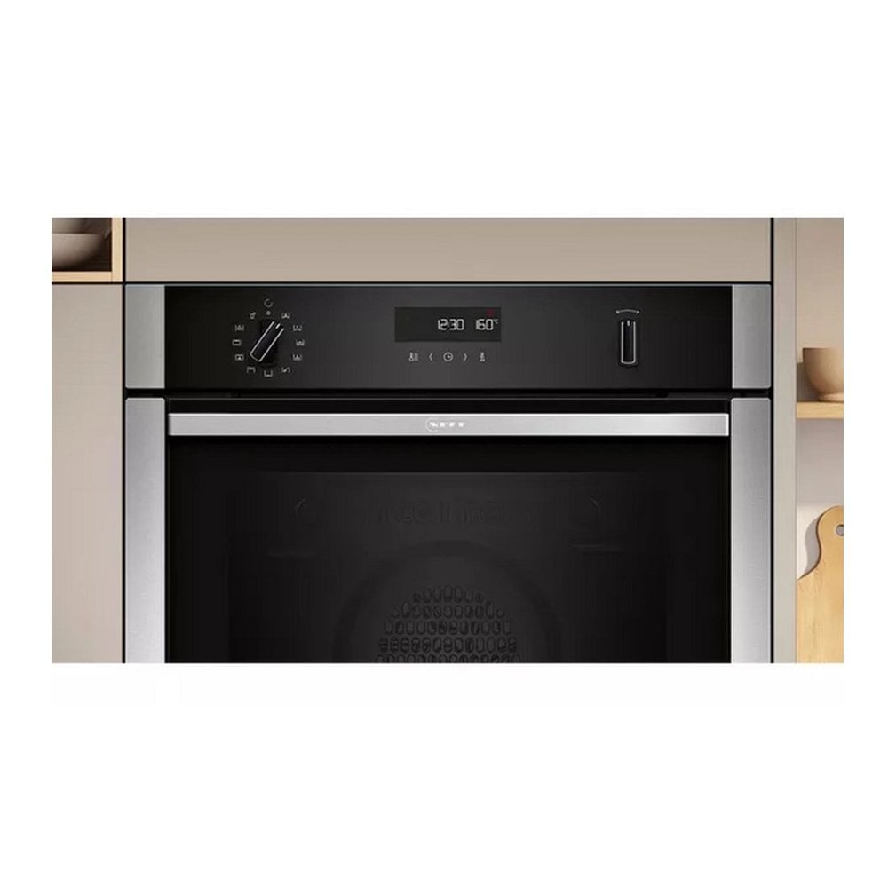 Neff B6ACH7AN7B Slide & Hide 59.4cm Built-in Electric Single Oven - Stainless Steel : Pyro Cleaning