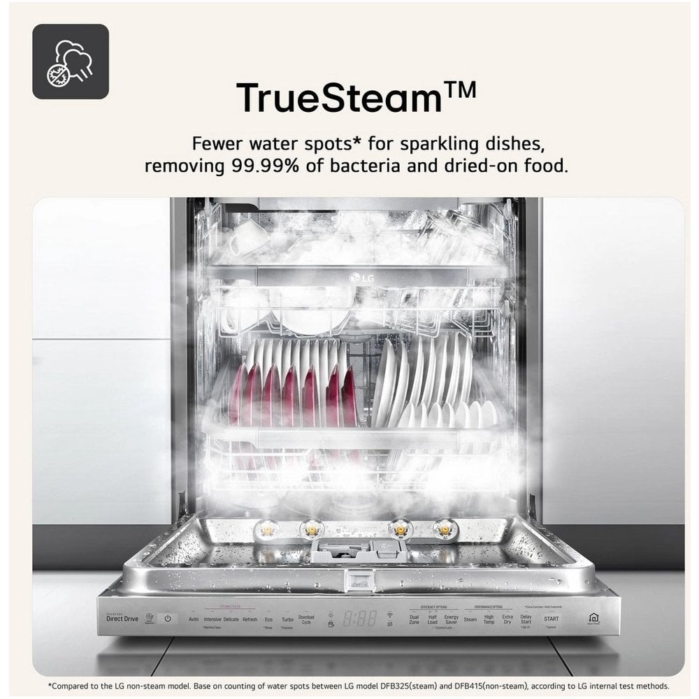 LG  DF587HMS  Dishwasher - Matte Black - 14 Place Settings : True Steam ,Quad Wash