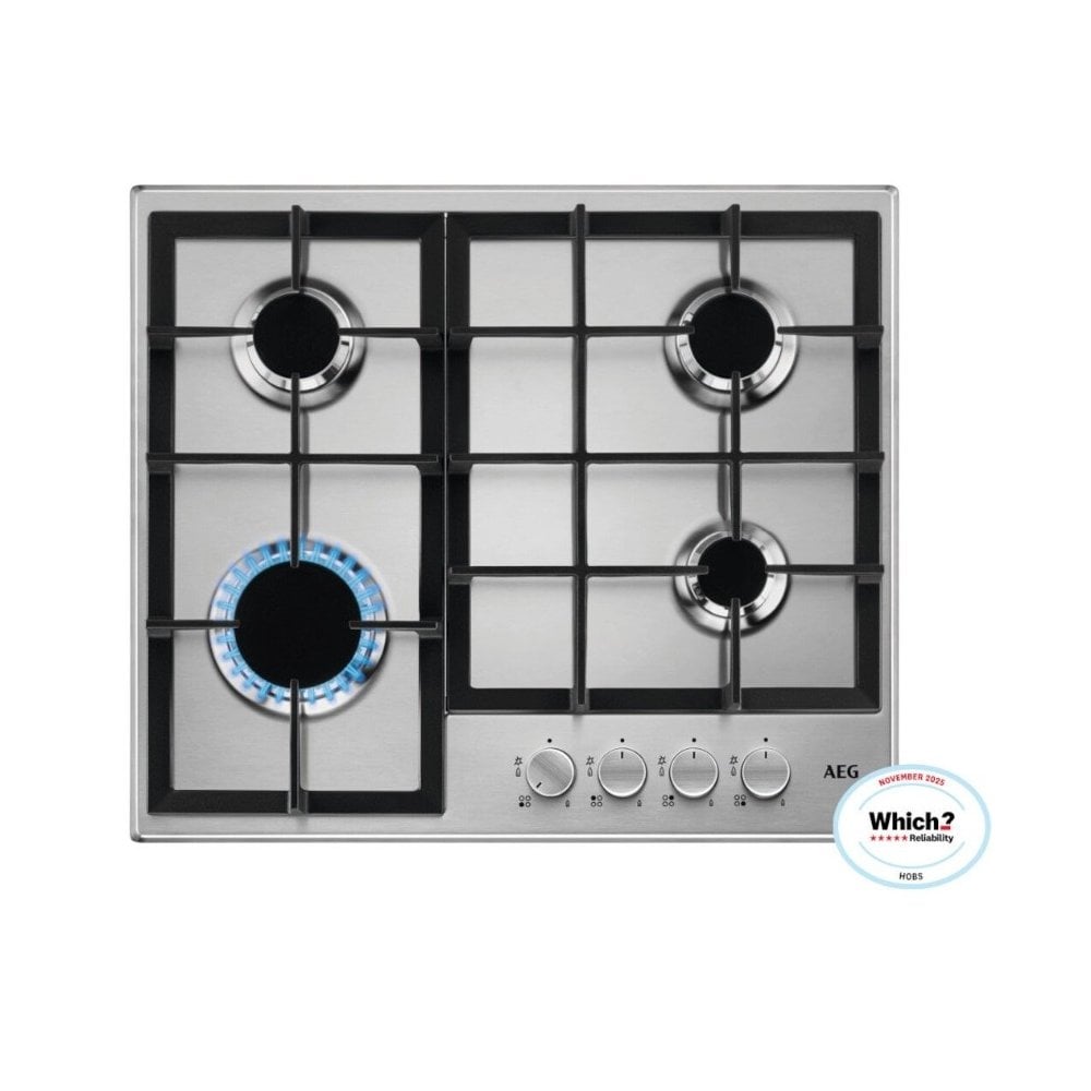 AEG HGE64200SM :  Built In Slimline  Gas Hob - Stainless Steel : Series 3000 : W 60cm