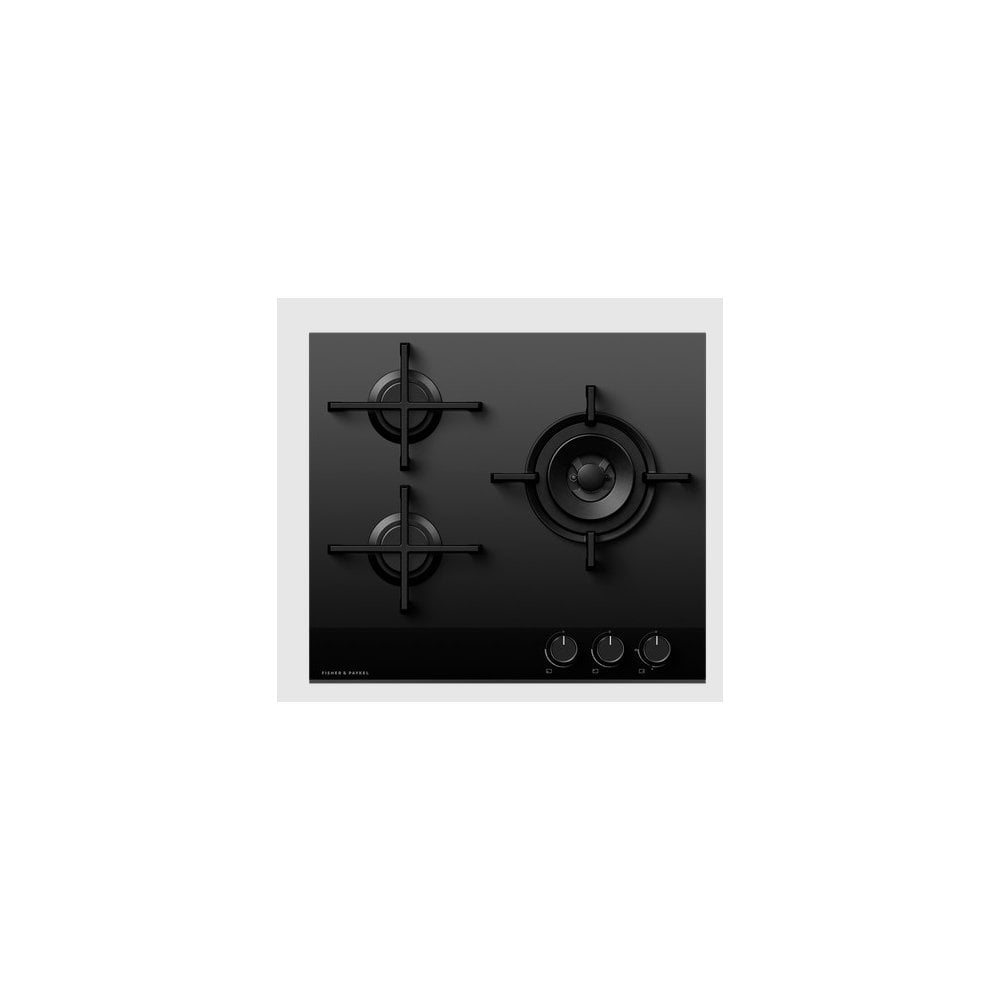 Fisher & Paykel CG603DNGGB4 Built In Gas Hob : W 60cm : 3 Burner : Series 9