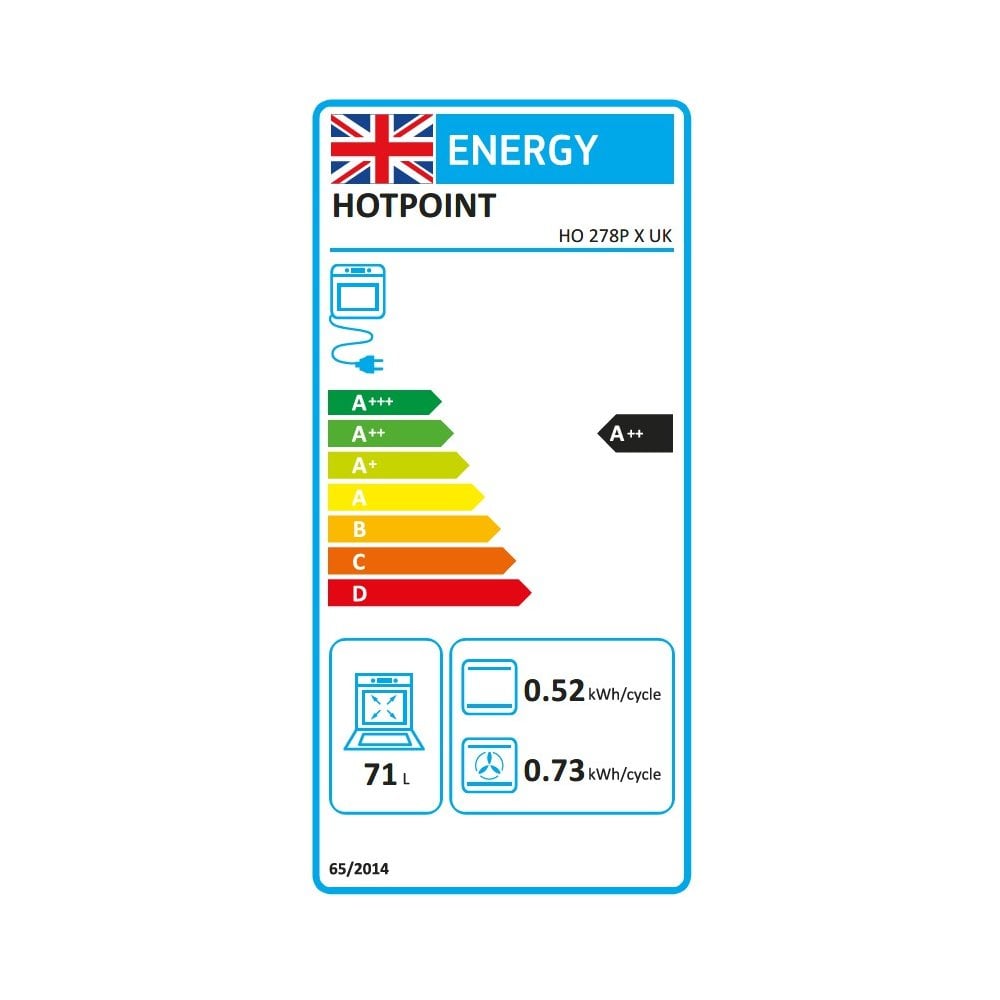 Hotpoint HO278PXUK Built In Electric Single Oven - Silver : Pyrolytic Cleaning