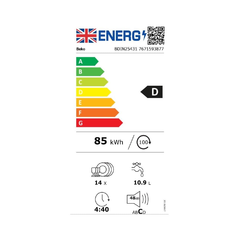 Beko BDIN25431 Fully Integrated Dishwasher :