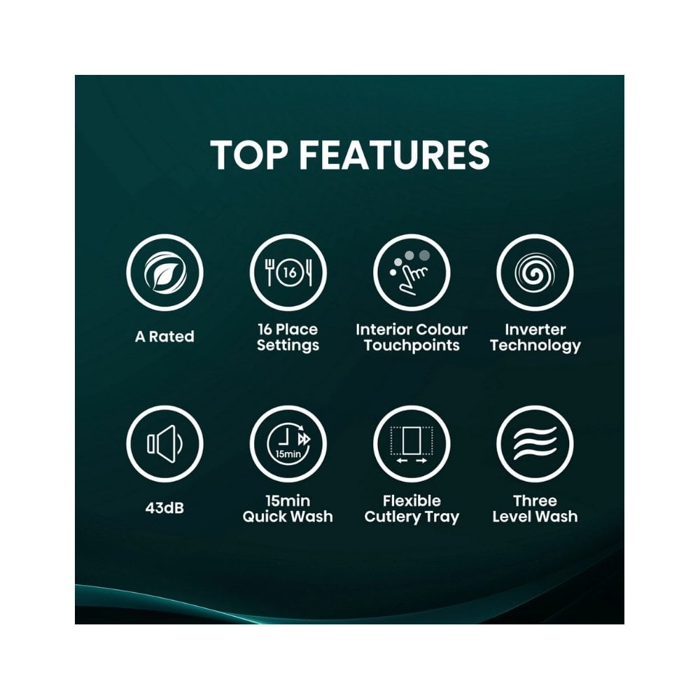 Hisense HV16AUK Full-Size Fully Integrated Dishwasher - 16 Place Settings :