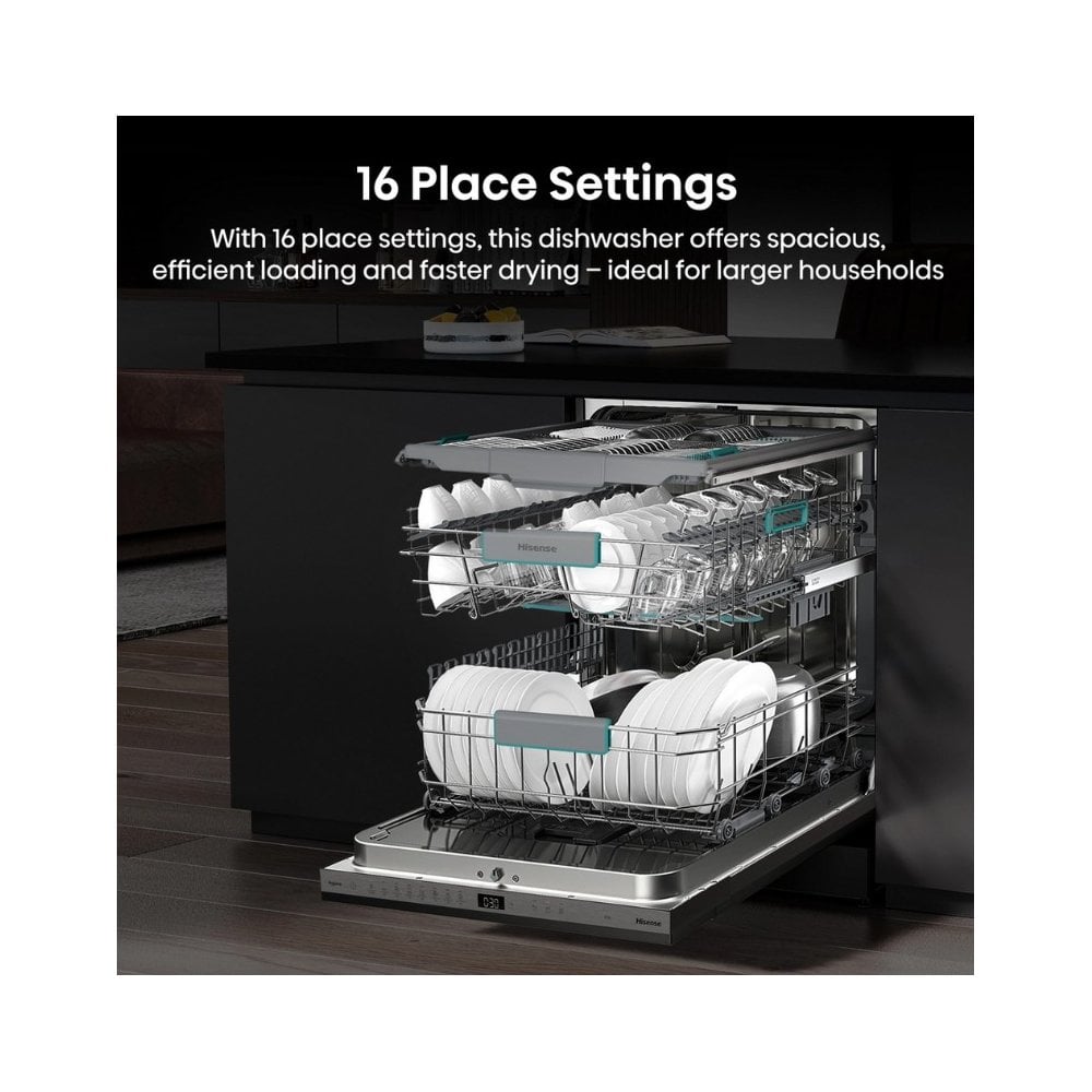 Hisense HV16AUK Full-Size Fully Integrated Dishwasher - 16 Place Settings :