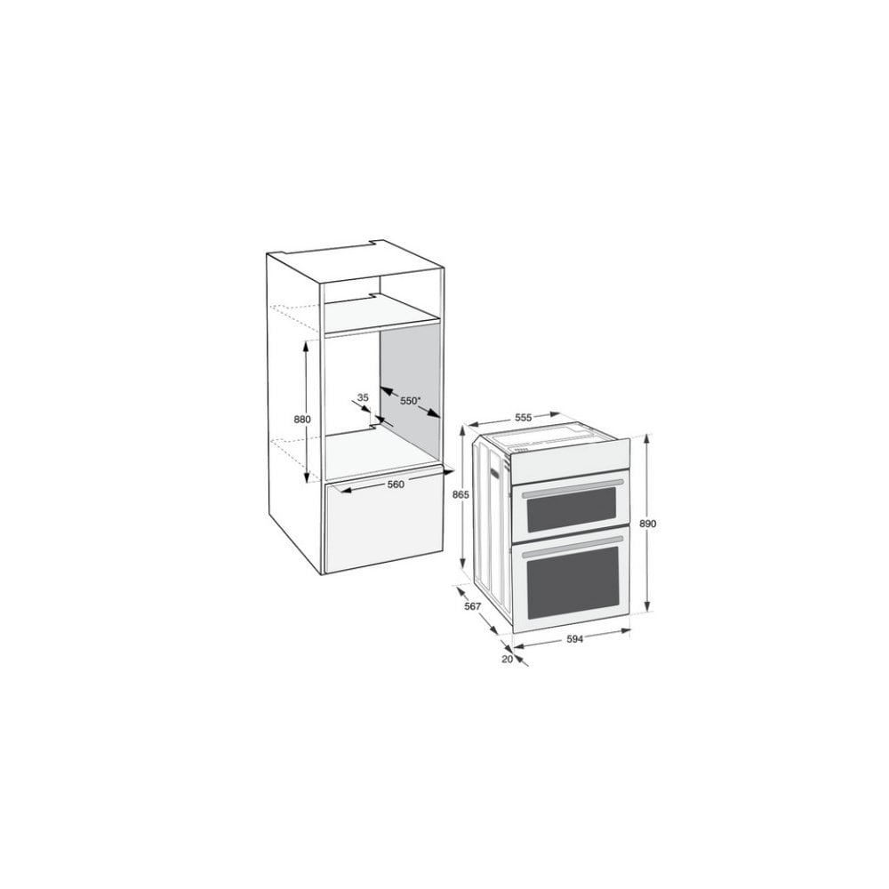 Hotpoint DIH10DW 89cm Built In Electric Double Oven - White