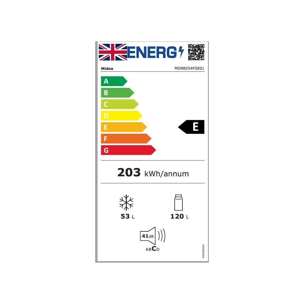 Midea MDRB254FGE01 47cm 60/40 Total No Frost Fridge Freezer - White : H 150cm
