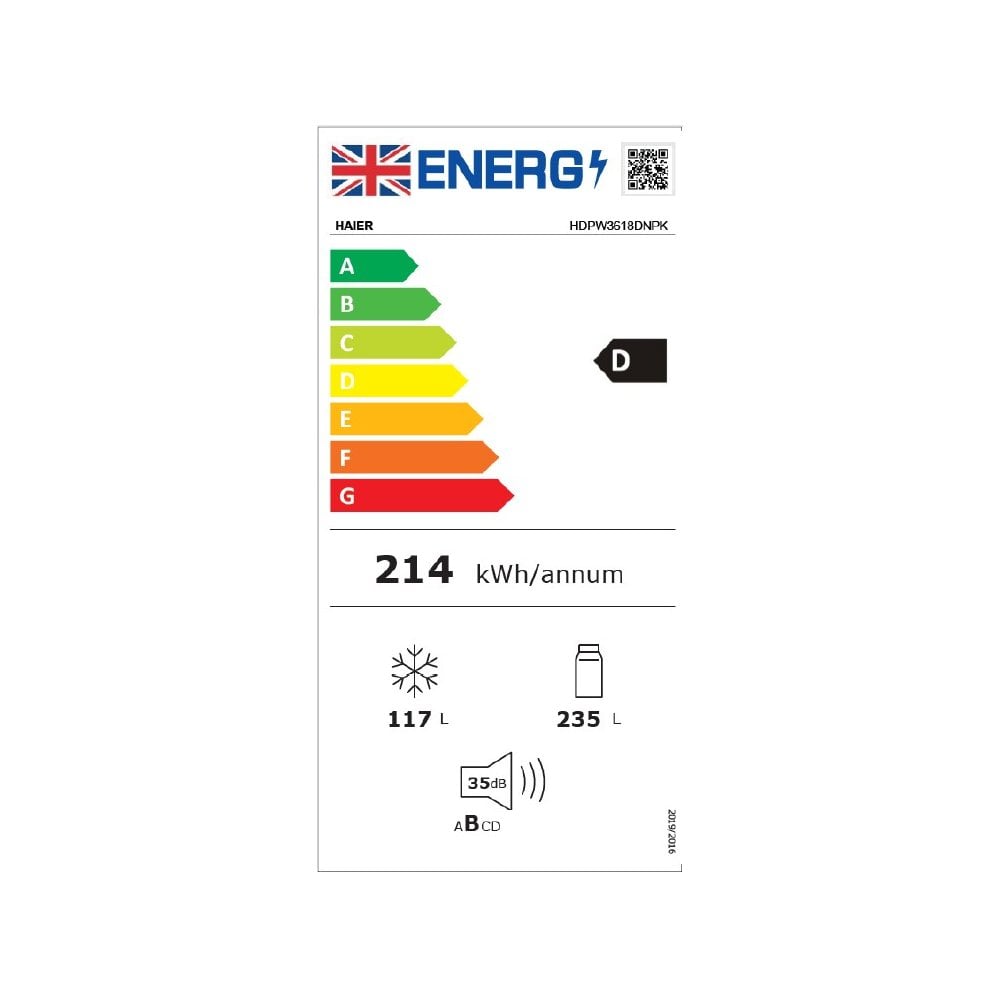 Haier  HDPR3618DNPK  Total No Frost Fridge Freezer - Stainless Steel : Serie 3 : Due 23rd SEPTEMBER