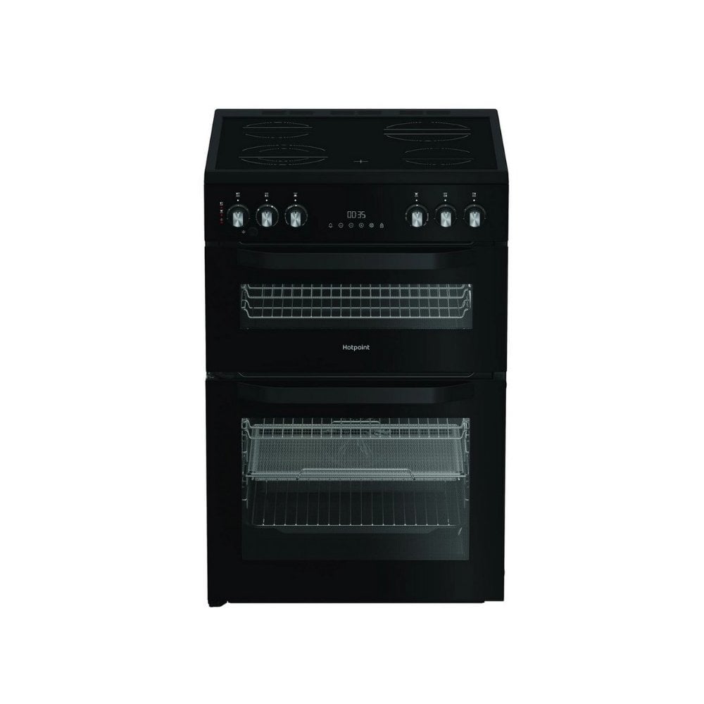 Hotpoint HDE6VDCASB1 Double Oven Electric Cooker with Ceramic Hob : Black : W 60cm : AirFry