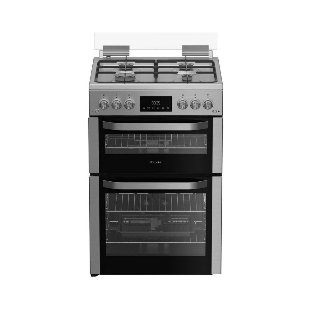 Hotpoint HDG6GDCX Double Oven Gas Cooker with Gas Hob - Stainless Steel : W 60cm