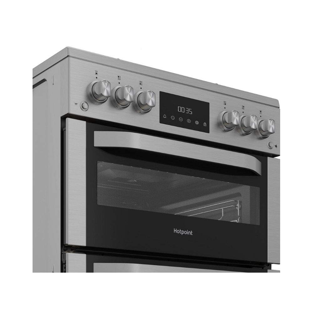 Hotpoint HDG6GDCX Double Oven Gas Cooker with Gas Hob - Stainless Steel : W 60cm