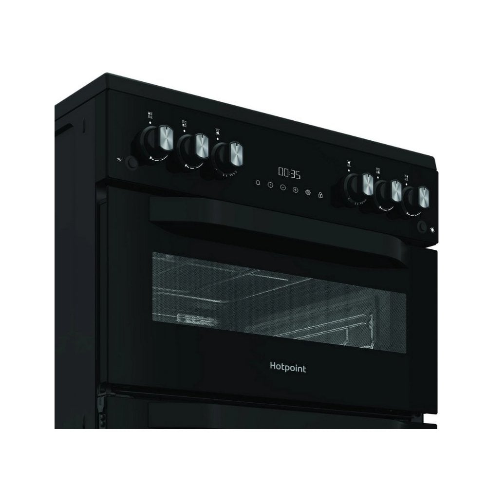 Hotpoint HDG6GDCB1  Double Oven Gas Cooker with Gas Hob - Black : W60cm