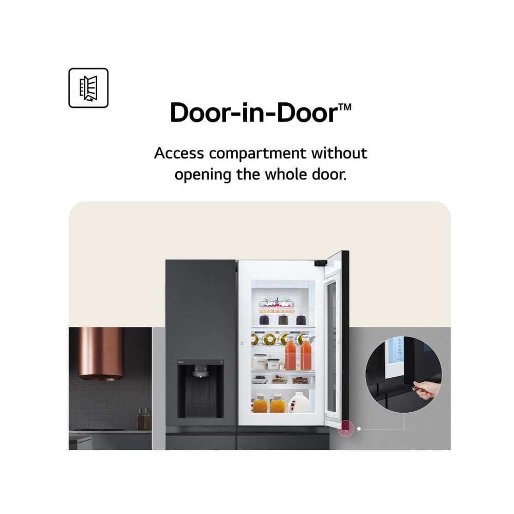LG GSXE81PYBE 628L InstaView American Style Fridge Freezer - Silver : H 179cm : Non Plumbed: Due  OCTOBER