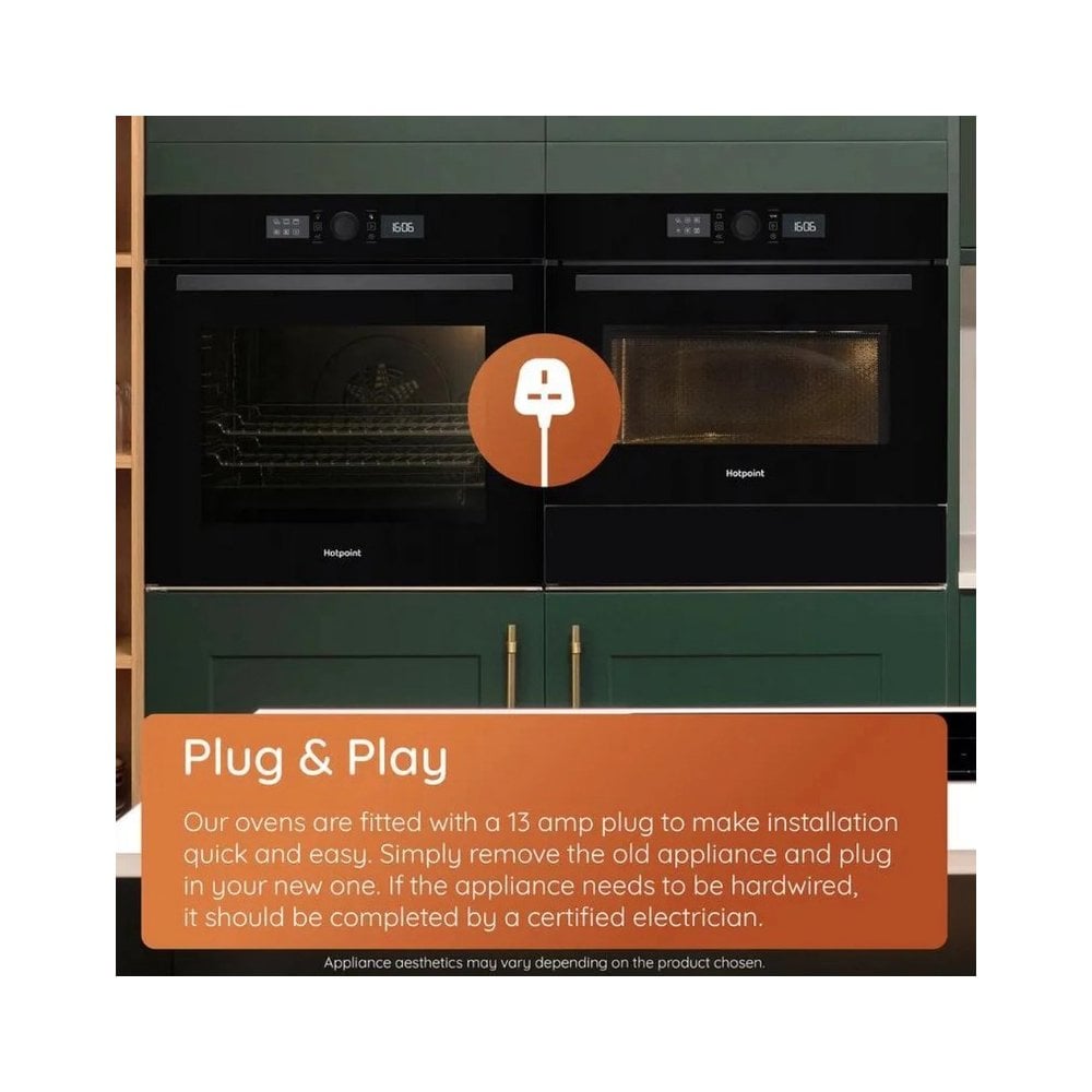 Hotpoint HOI68PT1SBUK Built-In Single Pyrolytic Oven with Active Multiflow and Air Fry : Plug & Play