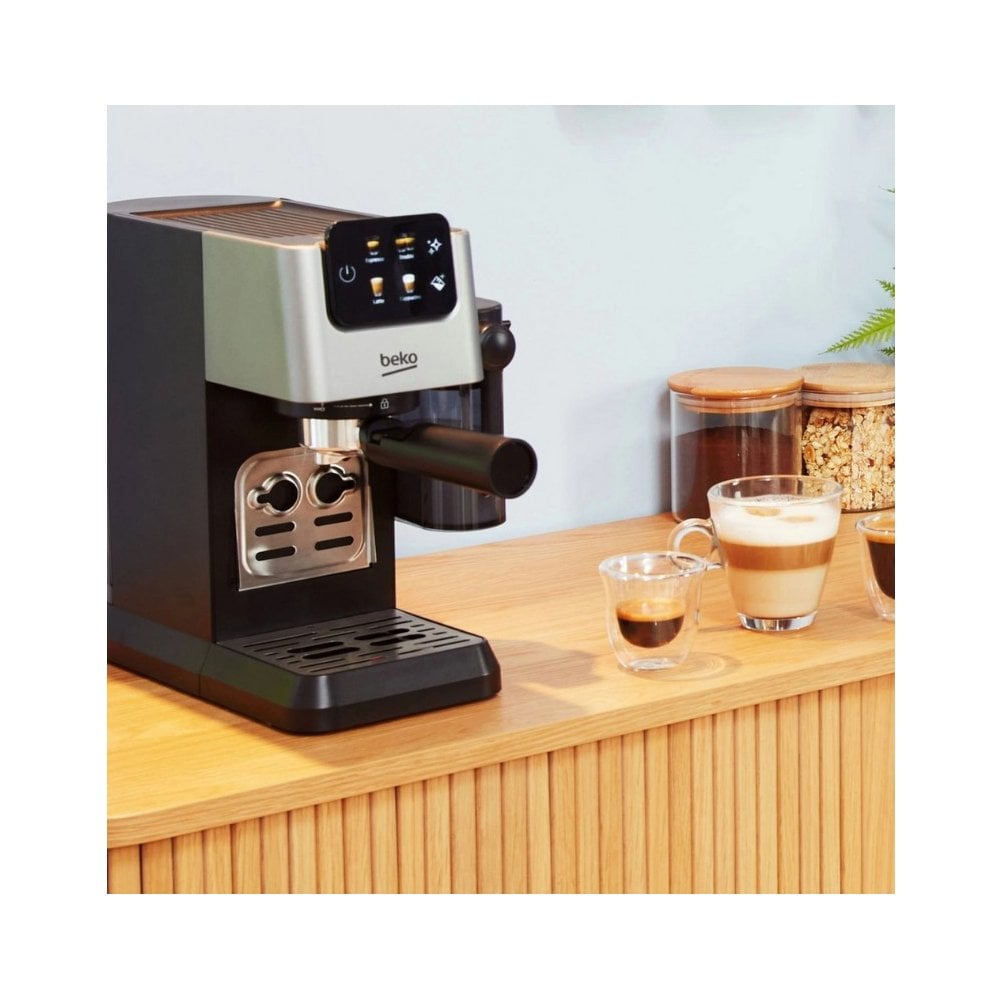 Beko CaffeExperto CEP5304X Manual Espresso with Steam Wand - Black : Ground Coffee