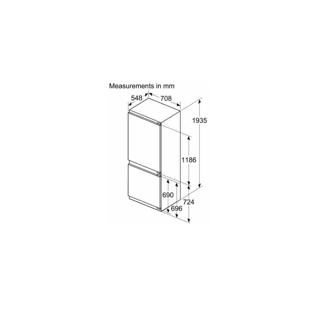Siemens KB96NADD1 Built In XXL Fridge Freezer : H 193.5cm X W 70.8cm : IQ500 : Fixed Hinge