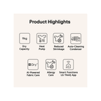 LG RHX5009TWB Heat Pump Tumble Dryer : 9kg : Series 5