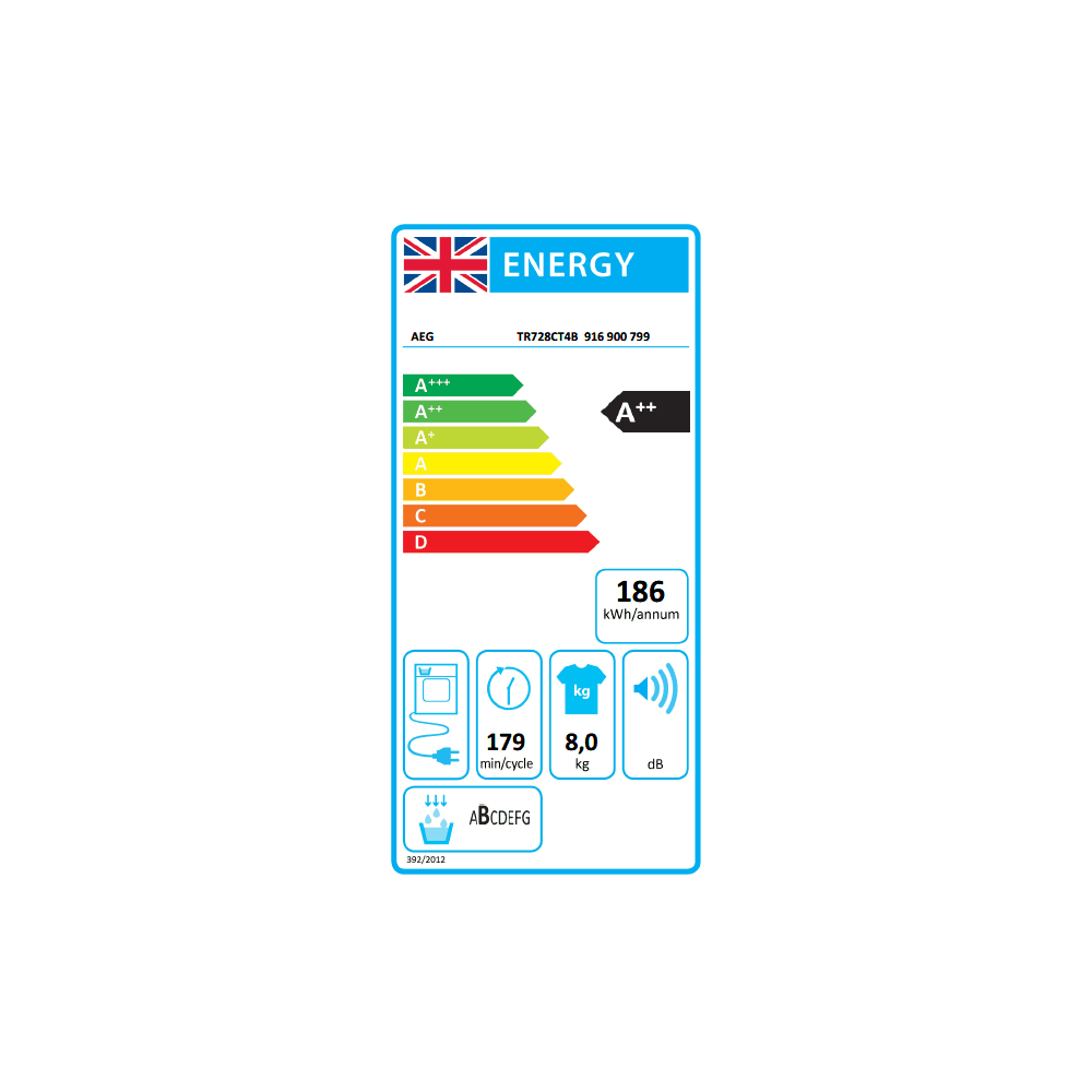 AEG TR728CT4B Heat Pump Tumble Dryer : 8kg : 7000 SensiDry