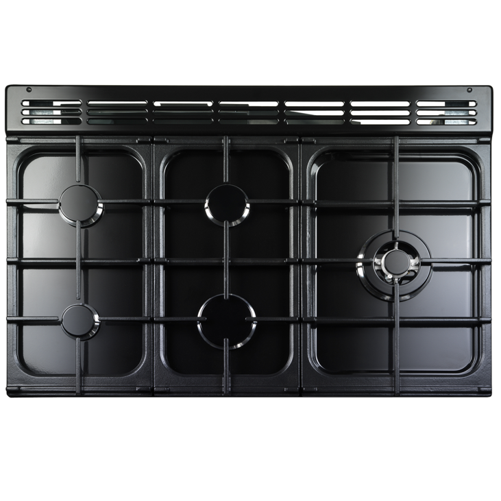 Rangemaster CL90DFPGBL/CM1: 90cm Duel Fuel Range Cooker : Black with Chrome Trim.