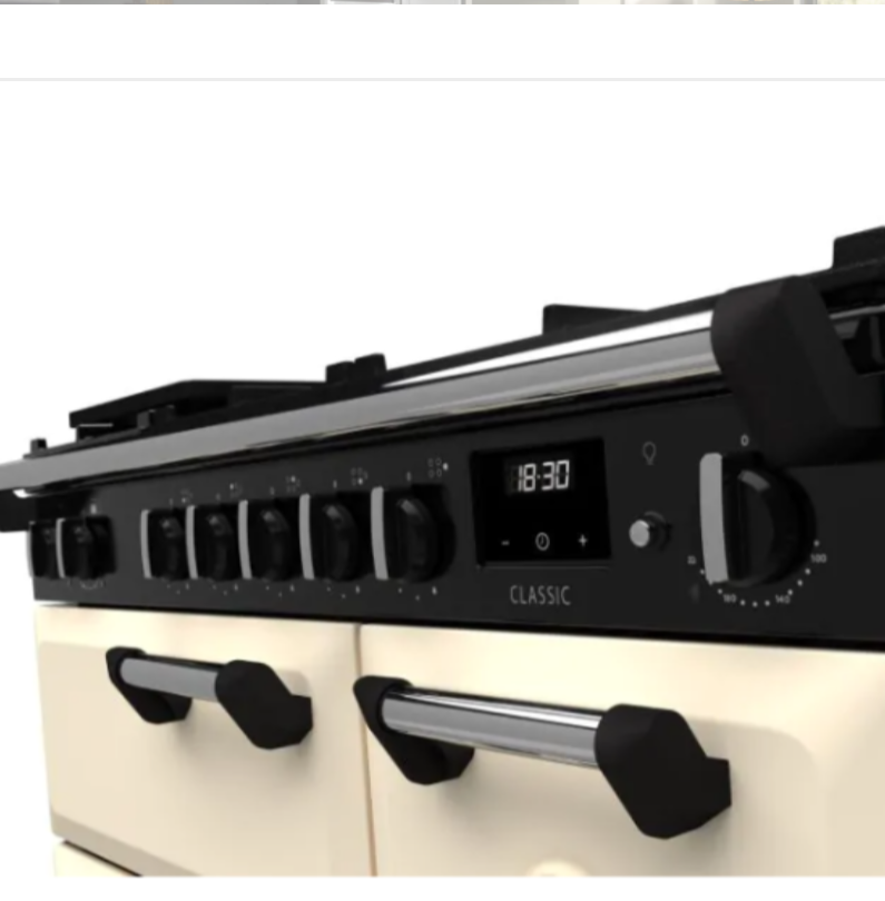 Rangemaster CL90DFPPCR/CM1 Classic 90 cm Dual Fuel Range Cooker : Pale Cream with Chrome.