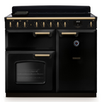 Rangemaster CLDL100EIPGBL/AB1 Classic Deluxe 100cm Induction Range Cooker : Deluxe Gloss Black & Antique Brass